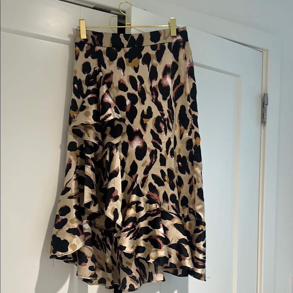 SHEIN Cream and Black Asymmetrical Midi Skirt for Night Out 1